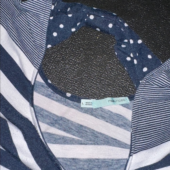 Maurices Navy and White Striped Top with Polka Dot Detail - Picture 3 of 7